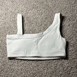 Vitality White Asymmetrical Sports Bra w/detachable strap